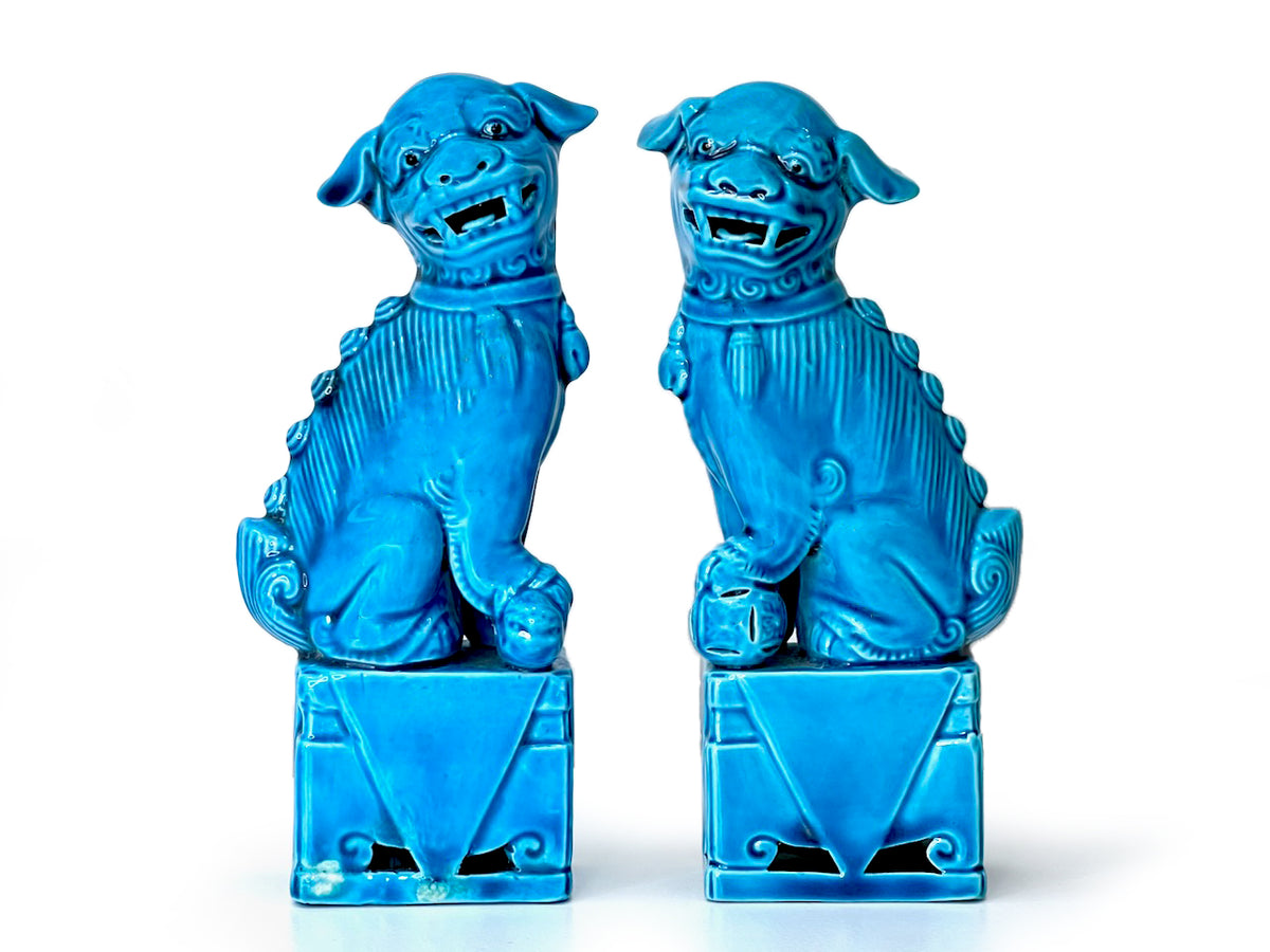 Chiens de temple chinois vintage de 16,5 cm (lot de 2)