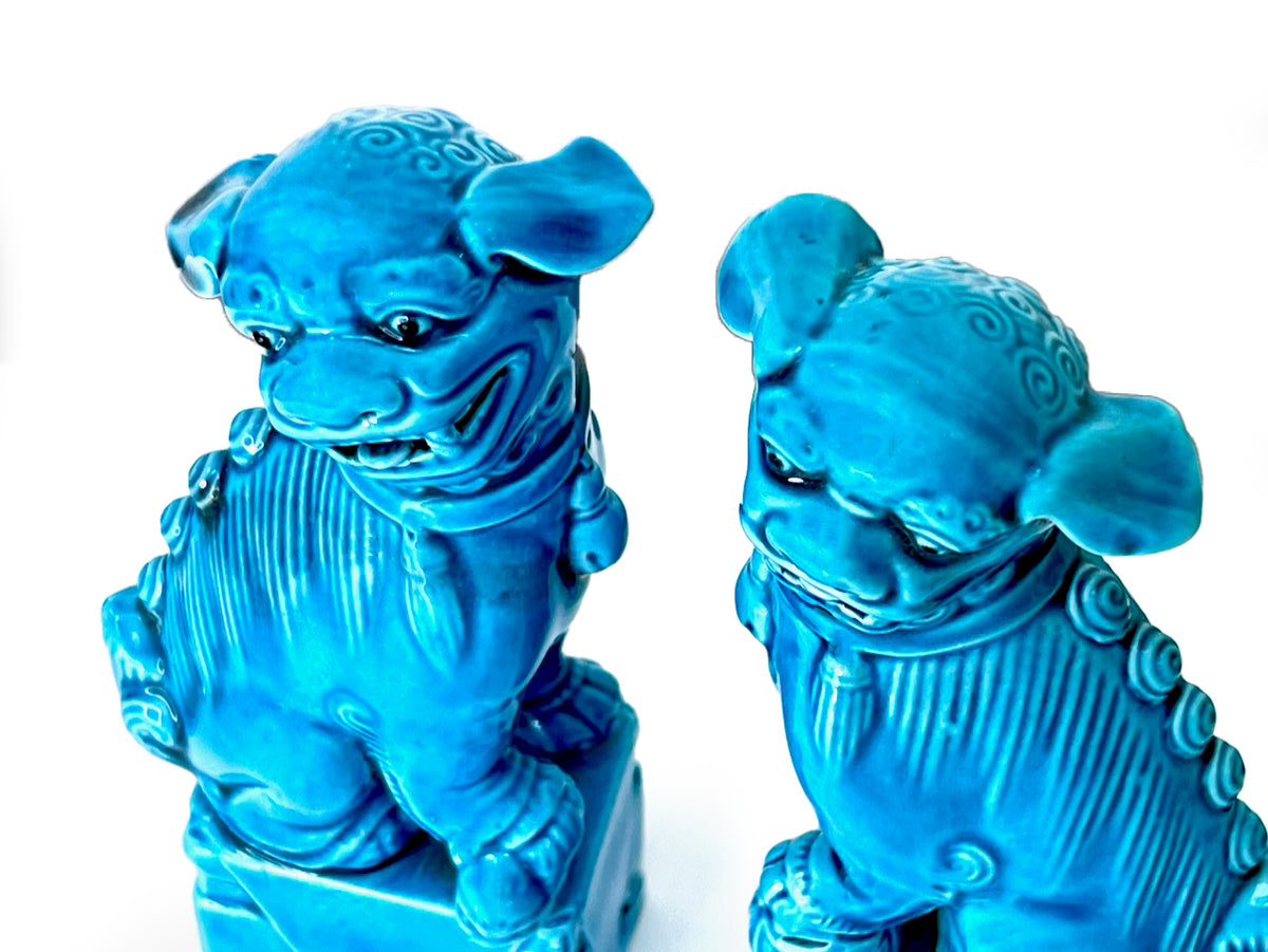 Chiens de temple chinois vintage de 16,5 cm (lot de 2)