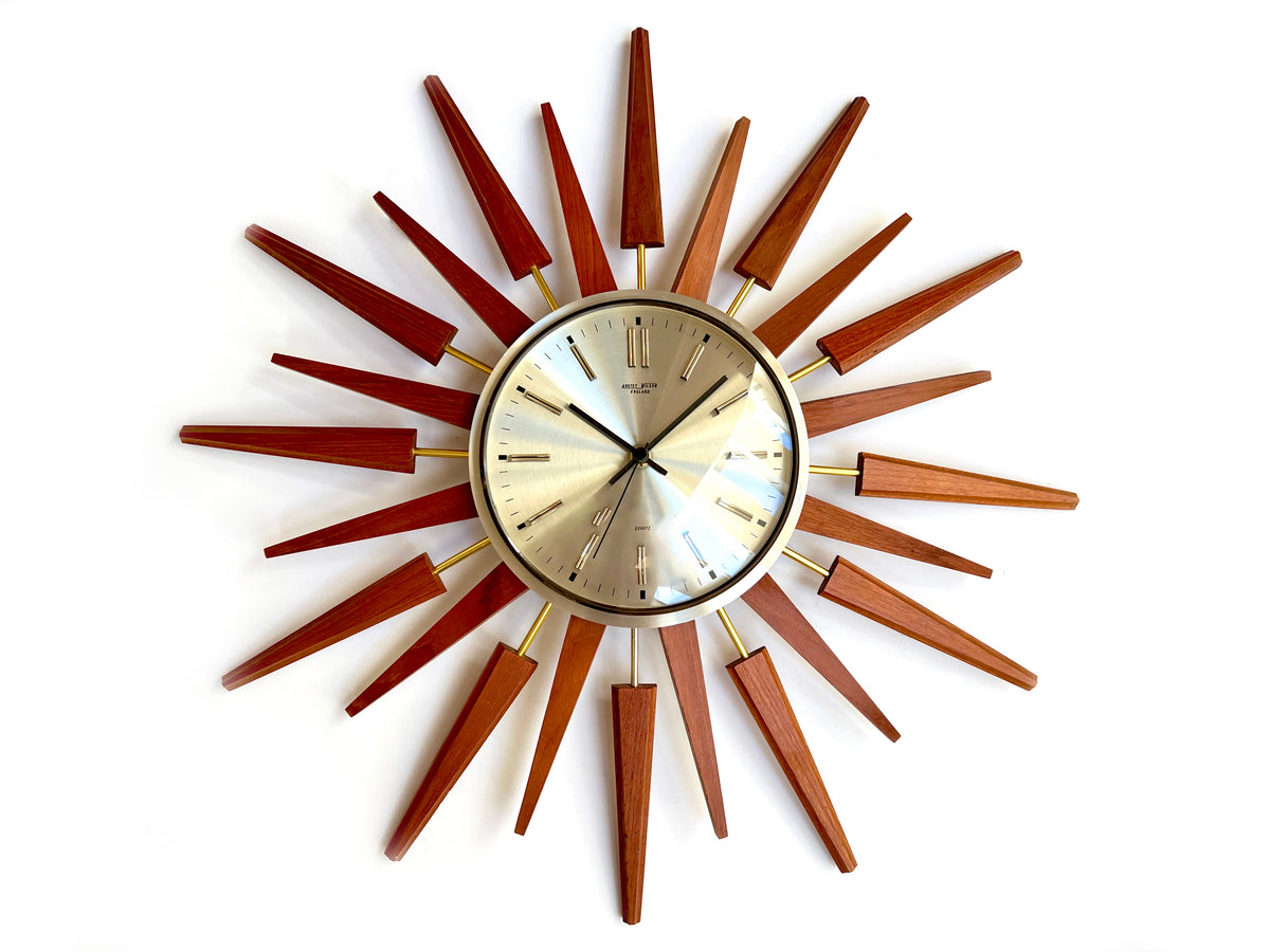 Reloj de pared Starburst de 22,5" de Anstey &amp; Wilson (Inglaterra) | Circa 1960