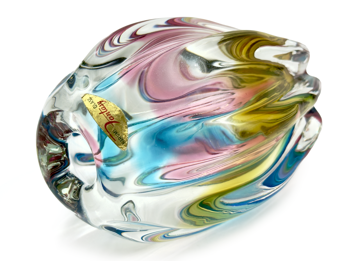 Sanyu Glass (Japan) from their Narumi 'Fantasy' range | Art Glass 6.5" Vase, in Blue/Pink/Yellow