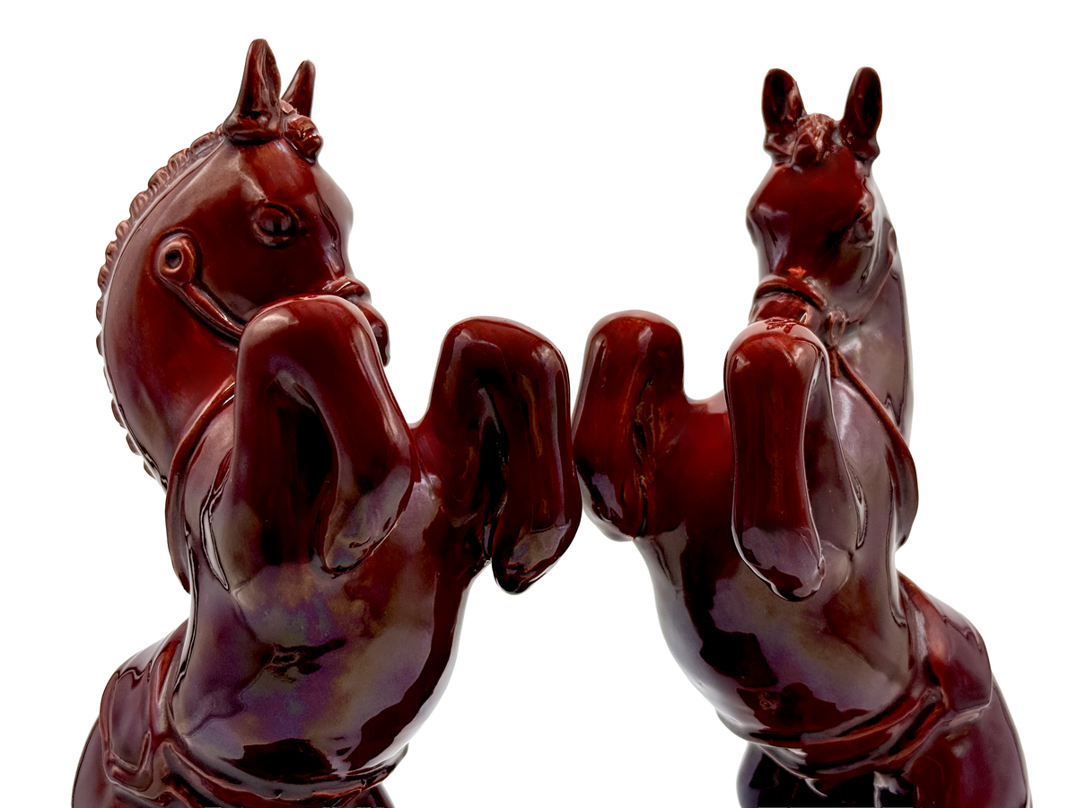 Sujetalibros Zaccagnini (Italia) de 28 cm con forma de caballo, en color granate [Juego de 2] *¡HALLAZGO RARO!*