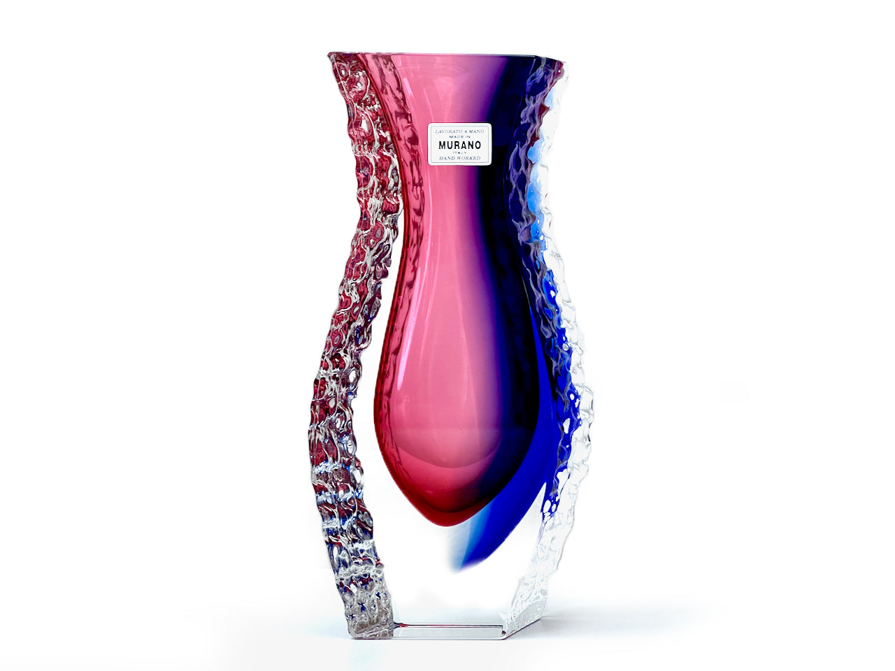 RARE vase à facettes bloc de verre art Murano Mandruzzato RARE vase à facettes bloc de verre art Murano Mandruzzato