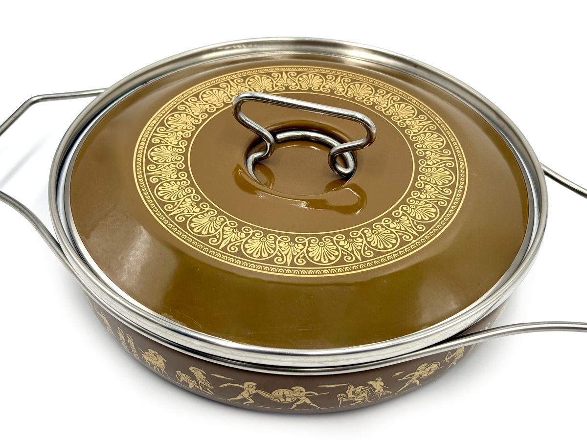 Siltal (Italy) Enamel Large Frypan | Grecian/Roman Theme | Designed by Carla Agnelli
