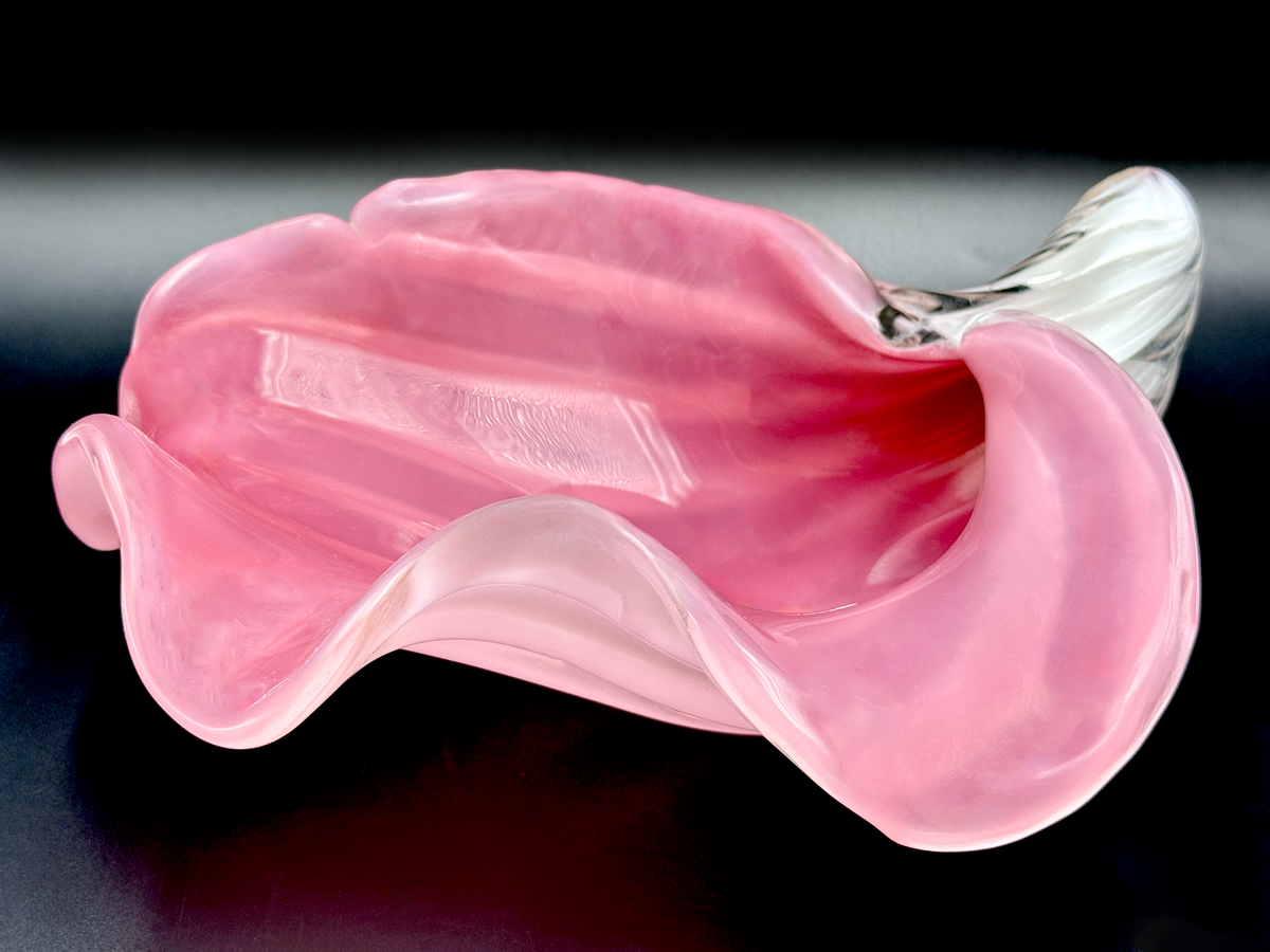 Alfredo Barbini (Murano, Italia) Art Glass 11" Concha de caracol, en rosa Alabastro *RARE HALLAZGO*