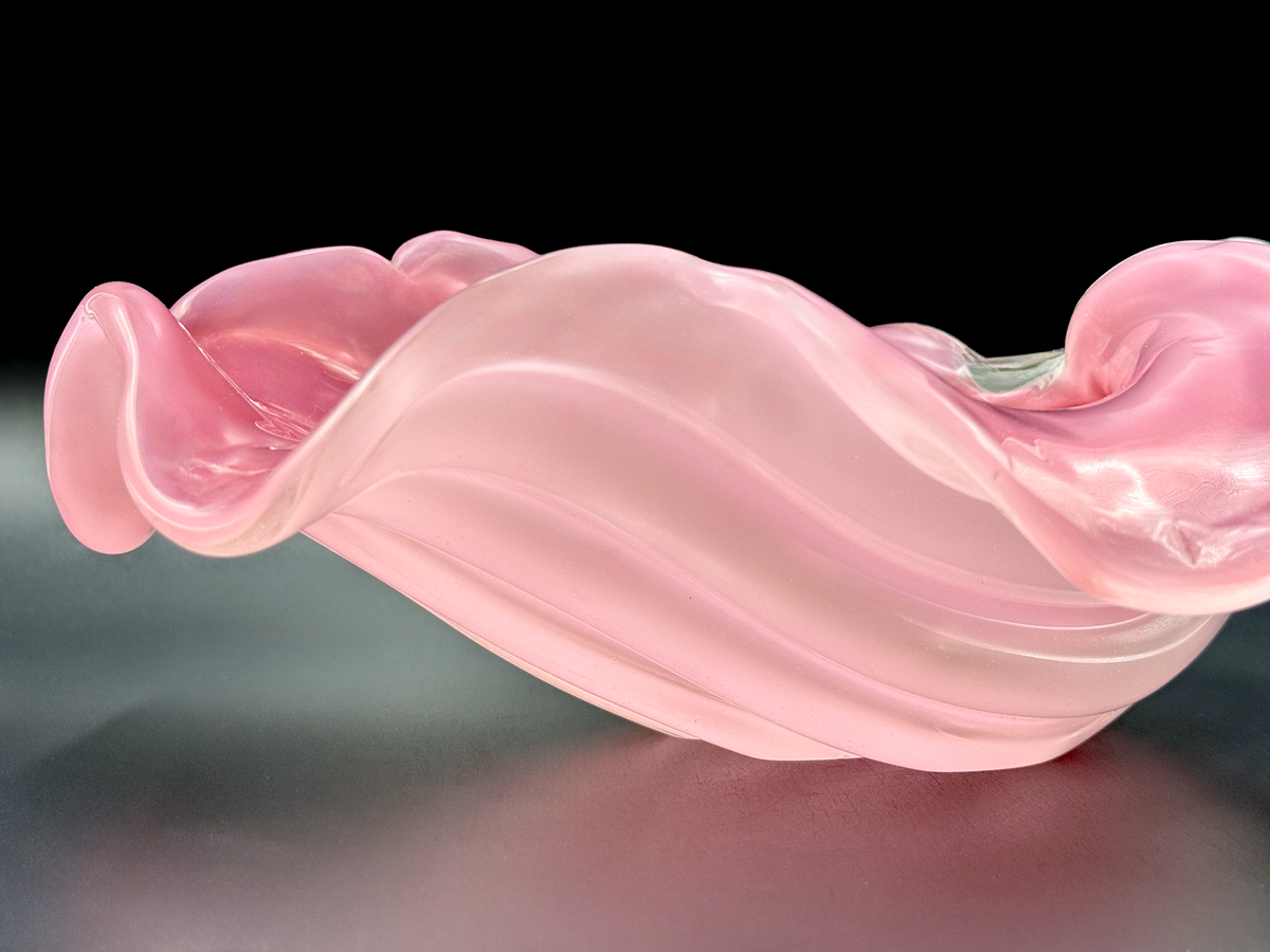 Alfredo Barbini (Murano, Italia) Art Glass 11" Concha de caracol, en rosa Alabastro *RARE HALLAZGO*