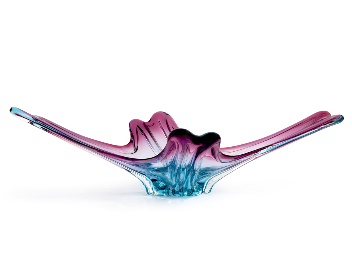 Centro de mesa de cristal artístico Fratelli Toso (Murano, Italia), tamaño XL, 66 cm, en color rosa