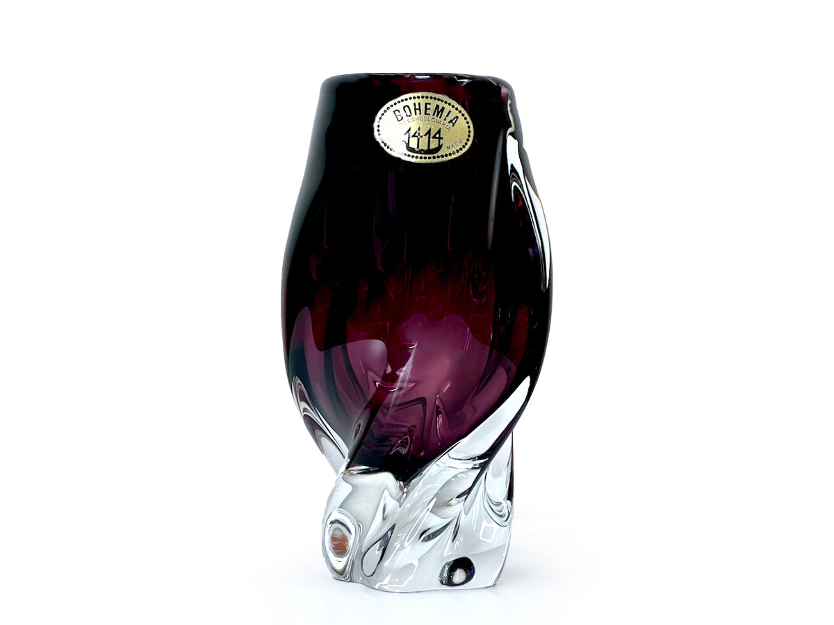 Chřibská Glassworks (Czechoslovakia) Art Glass 6.5" Vase, in Aubergine