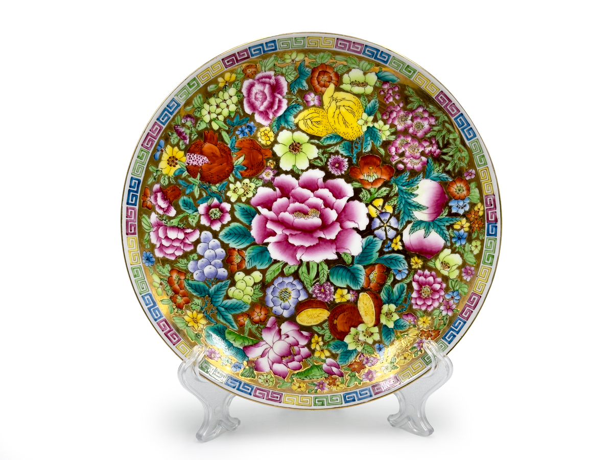 Plato para pastel de 15 cm de porcelana Satsuma (Japón) | Diseño de pájaro