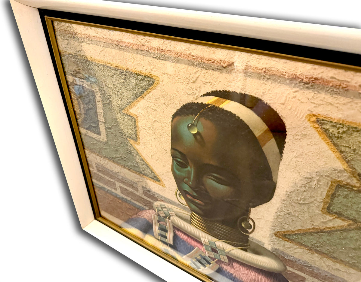 Vladimir Tretchikoff (Afrique du Sud) « La Dame de Ndebele » Impression vintage encadrée de 69,8 cm | Vers les années 1960 *RARE DÉCOUVERTE*