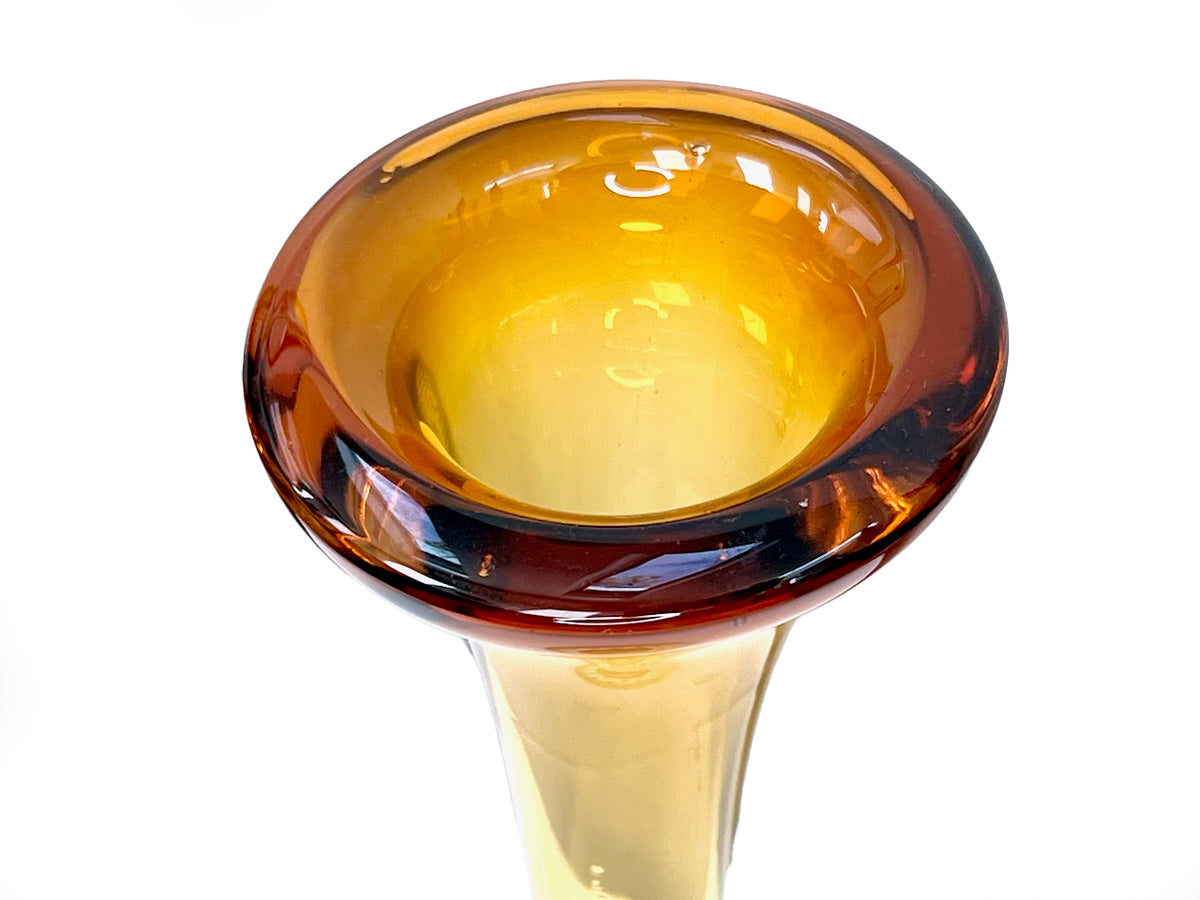 Åseda (Sweden) 'Jack in the Pulpit' aka Bone Vase, 13" Amber | Designed by Bo Borgström