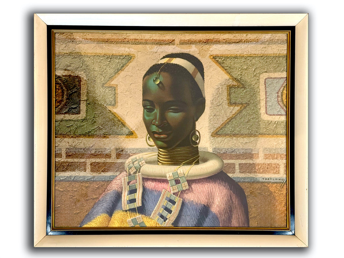 Vladimir Tretchikoff (Afrique du Sud) « La Dame de Ndebele » Impression vintage encadrée de 69,8 cm | Vers les années 1960 *RARE DÉCOUVERTE*