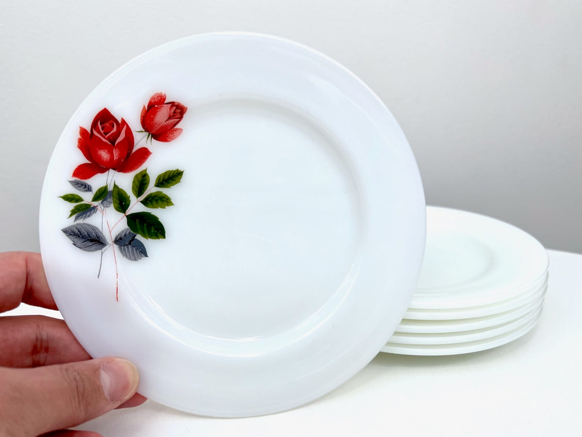 JAJ PYREX (Inglaterra) 'June Rose' Platos para pan y mantequilla de 6,5" (juego x6)