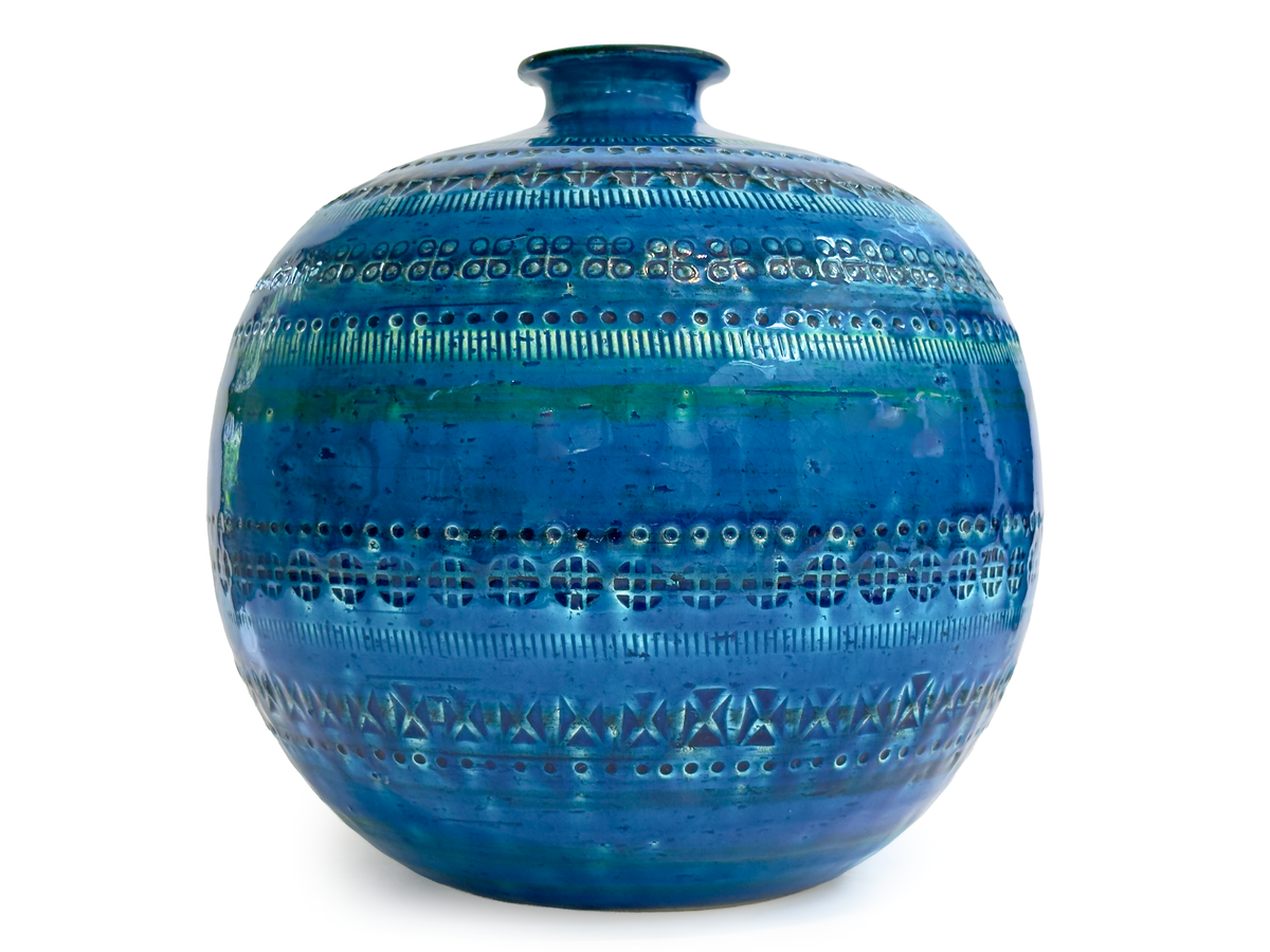 Bitossi (Italy) 'Rimini Blu' 9" Ball Vase