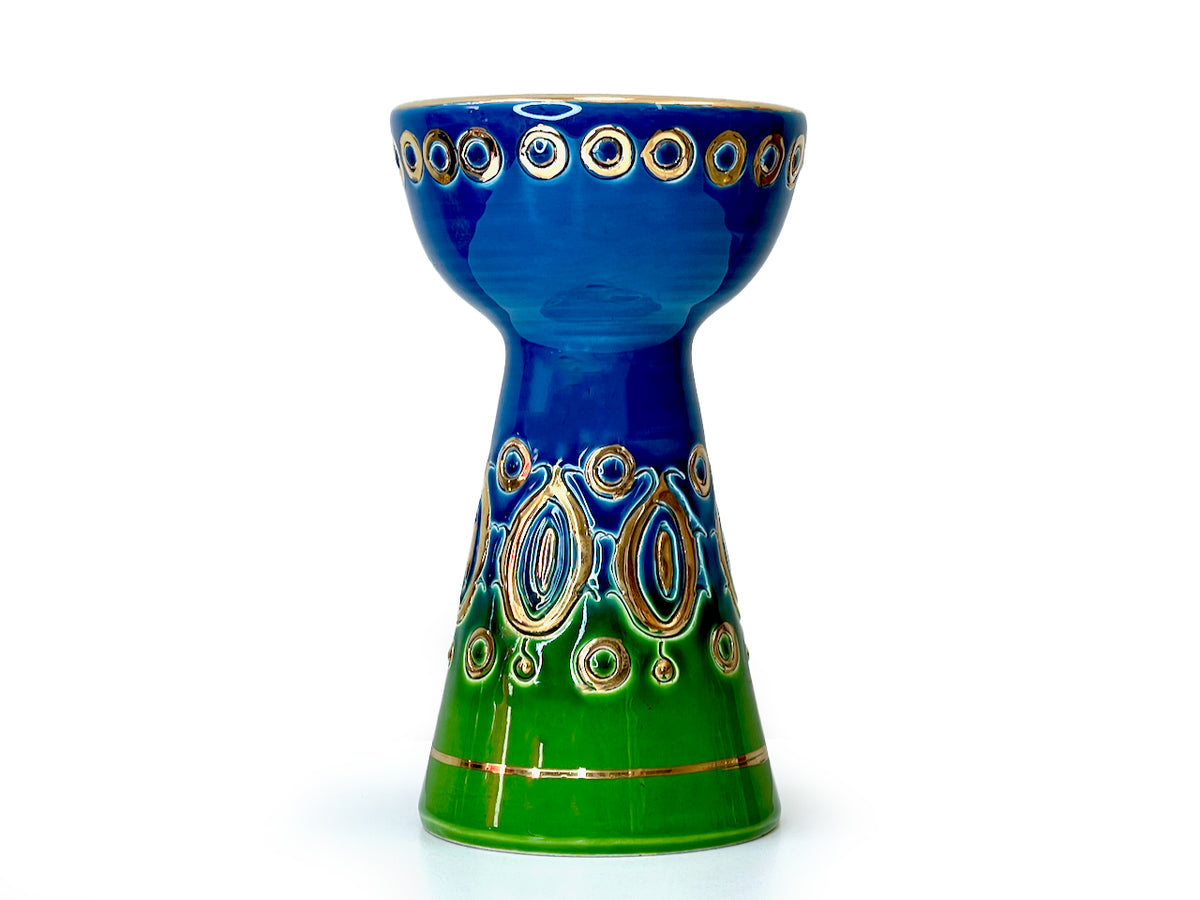 Bitossi (Italy) Gilded Blue/Green 7" Candlestick Holder