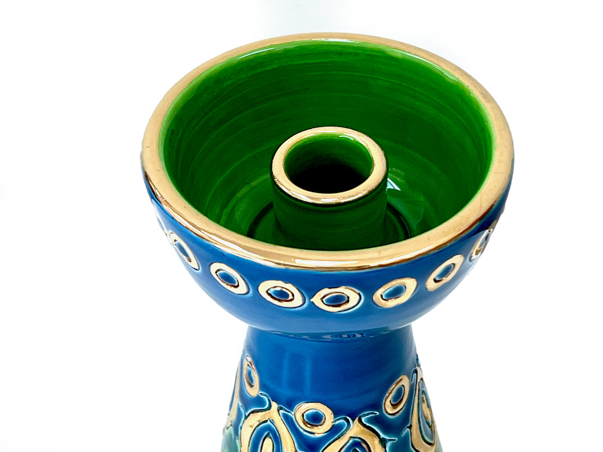 Bitossi (Italy) Gilded Blue/Green 7" Candlestick Holder