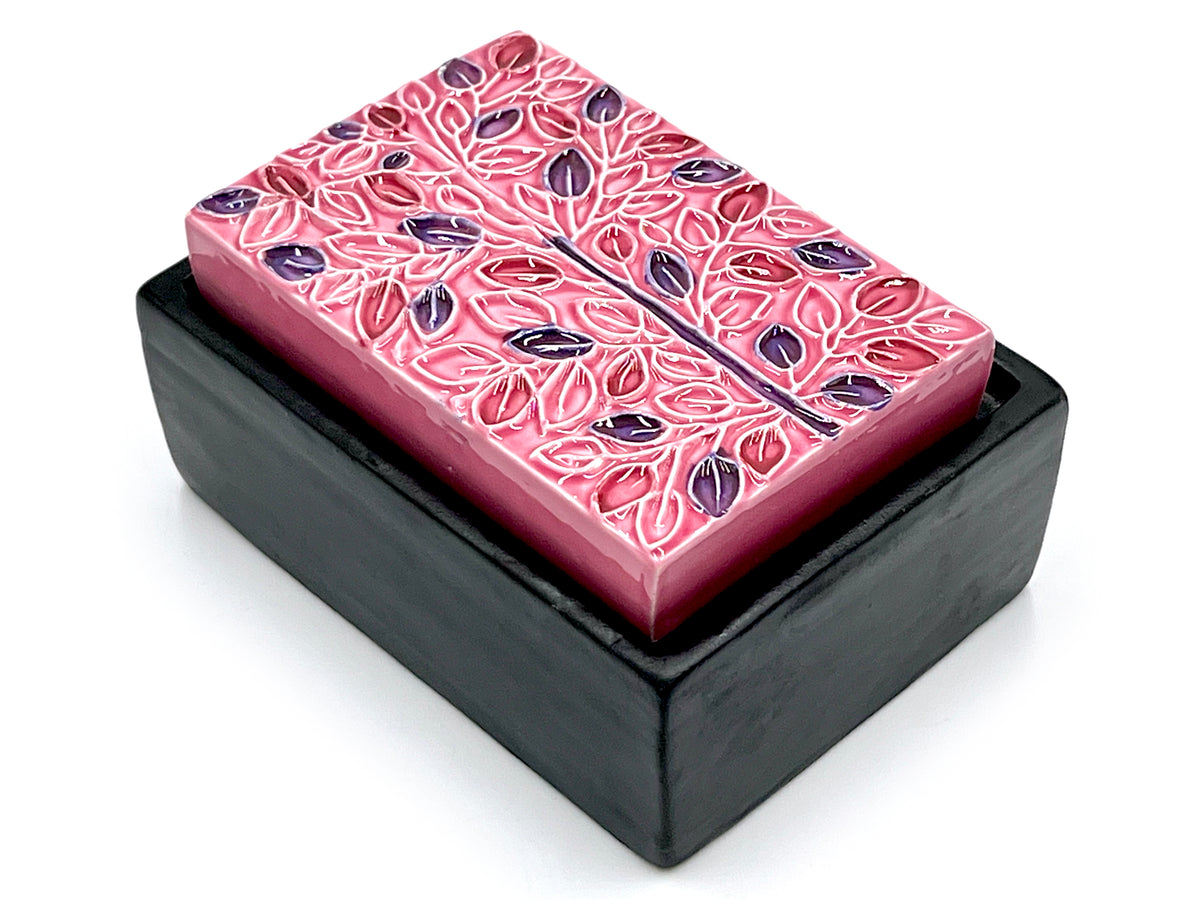 Bitossi (Italy) 'Tree of Life' in Pink, 5" Trinket Box