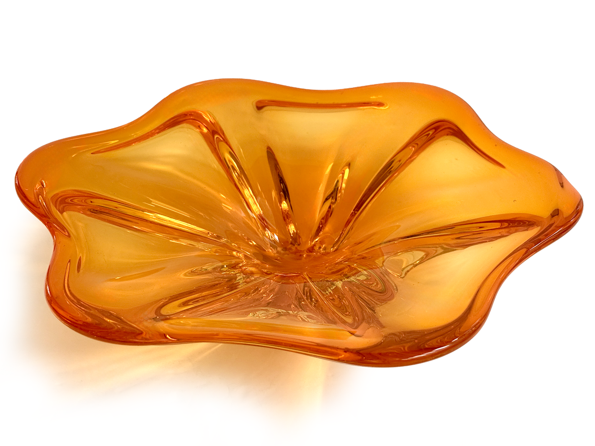Art Glass 13.5" Centrepiece, in Orange | Made in Japan