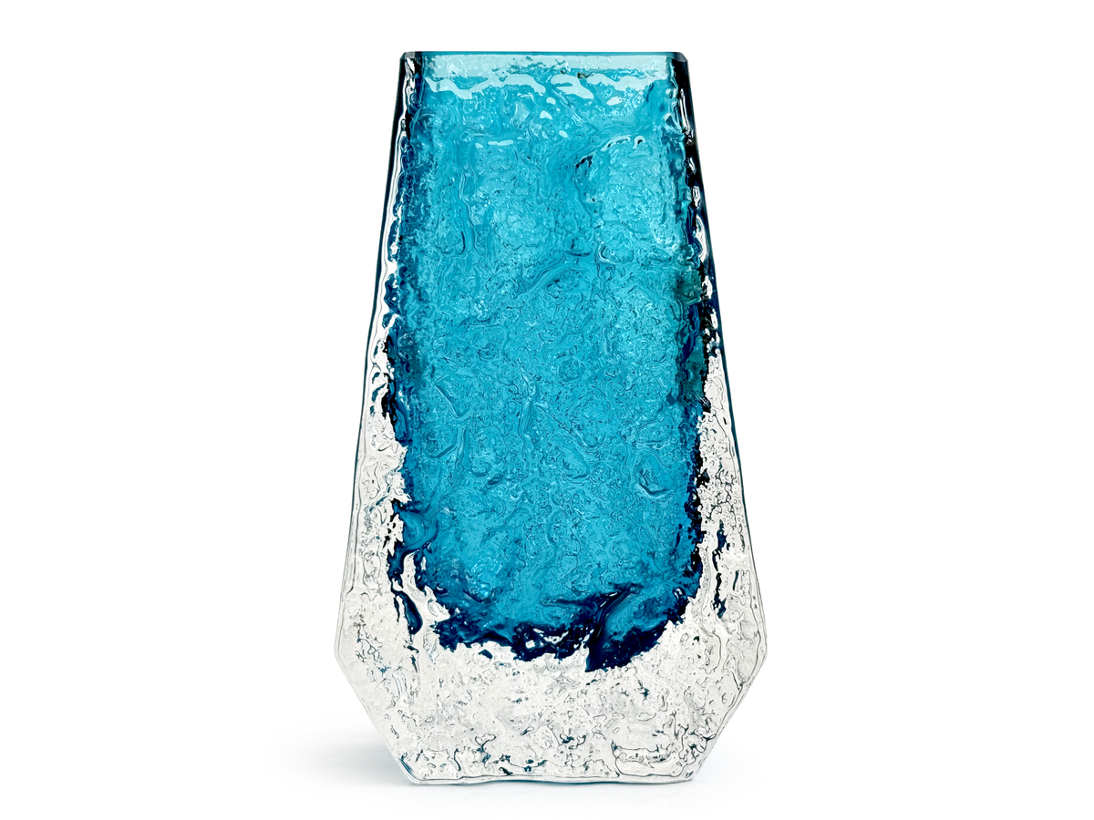 Vase « Cercueil » 12,7 cm (5 po) Whitefriars (Angleterre), coloris Bleu Martin-pêcheur, modèle n° 9686 | Création de Geoffrey Baxter