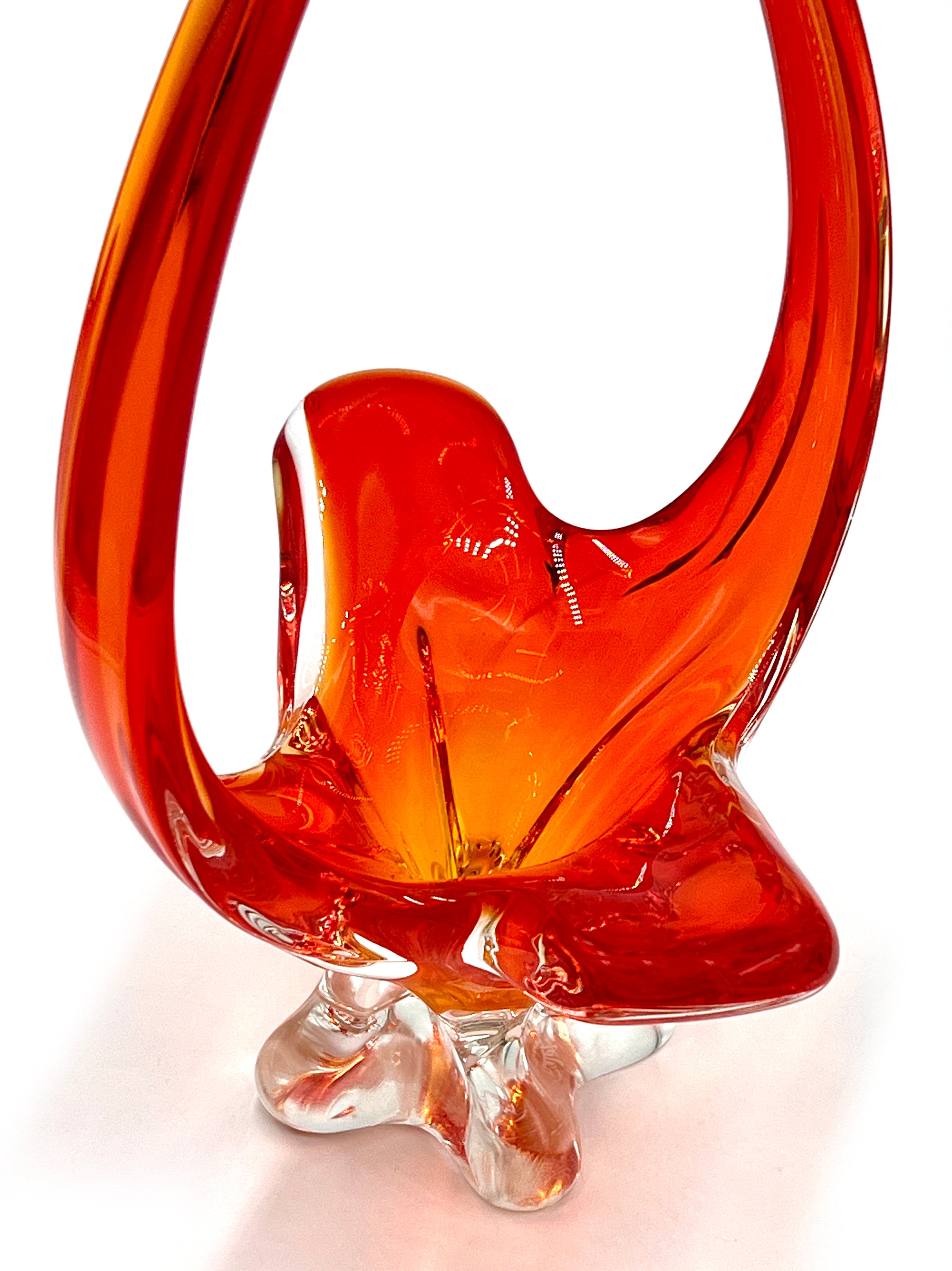 Vintage orange chalet popular glass art sculpture