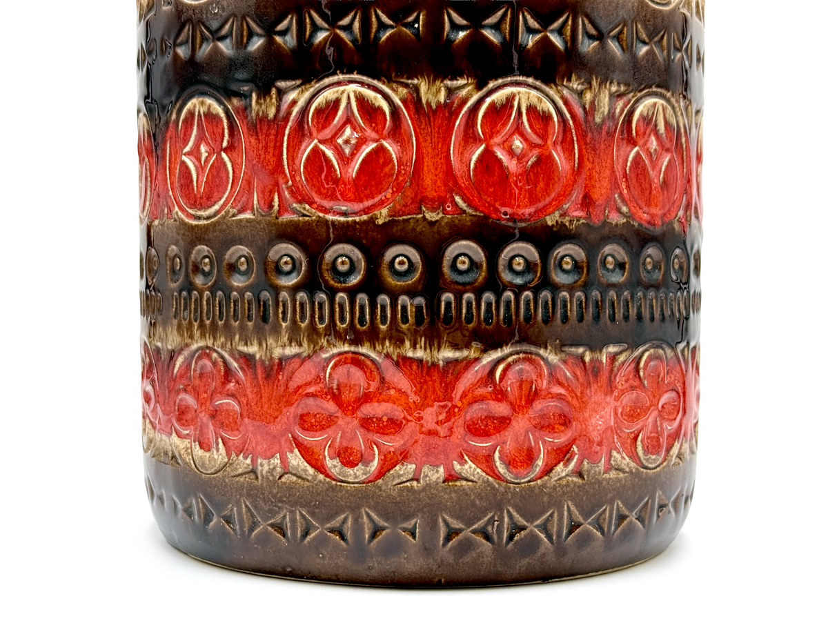Vase de sol XL « Foligno » de Scheurich (Allemagne de l'Ouest), rouge/brun | Modèle n° 289-47