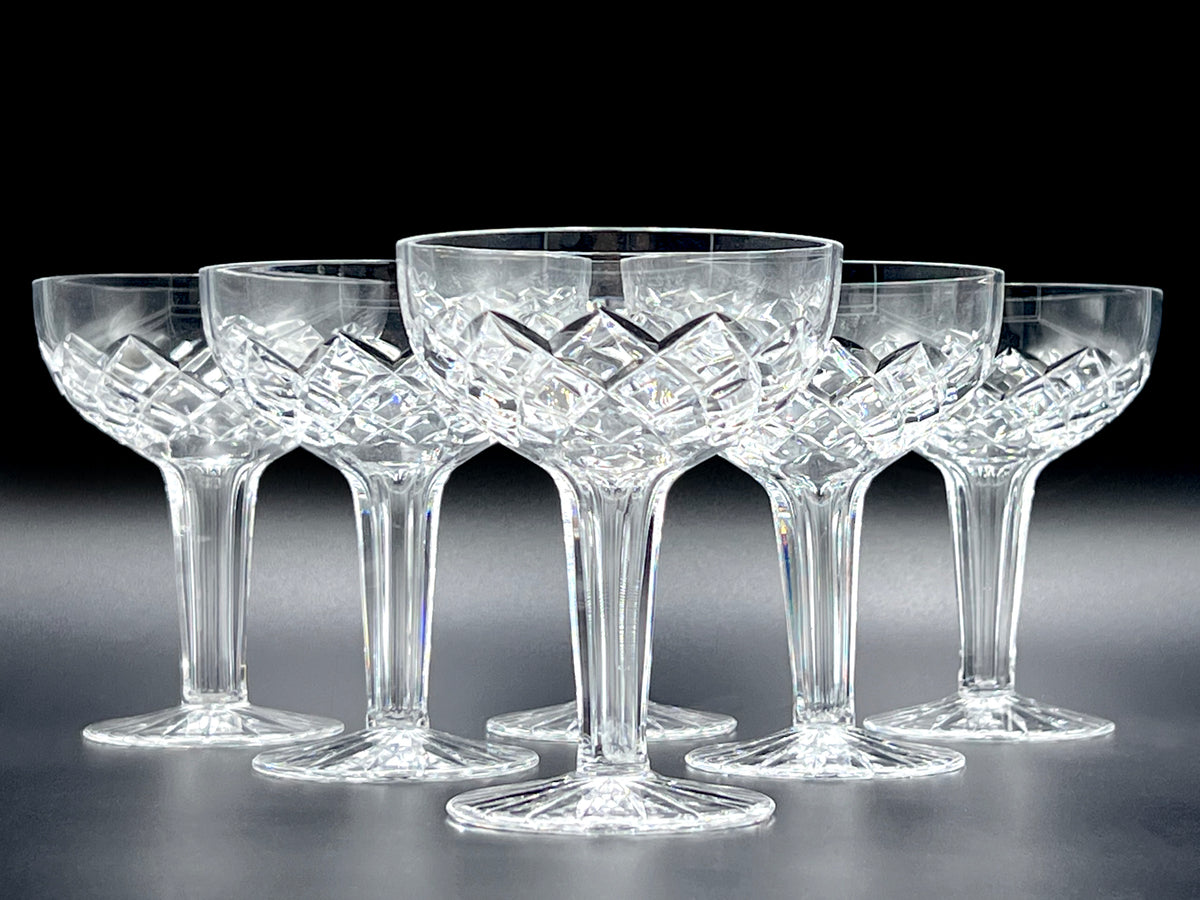 Copas de champán de cristal de Bohemia (Checoslovaquia) con tallo hueco [Juego de 6] *HALLAZGO RARO*