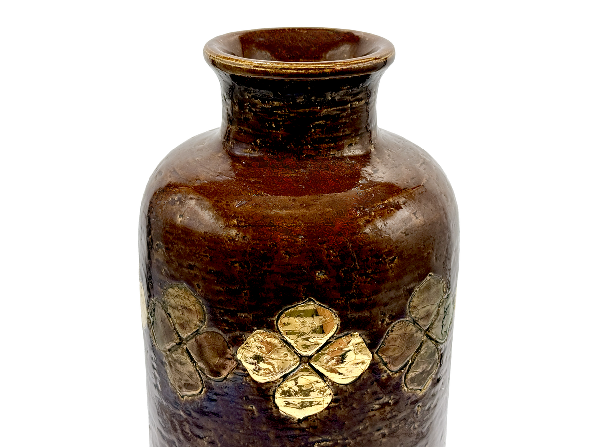 Bitossi (Italy) 'Clover' in Brown/Gold, 13.5" Vase