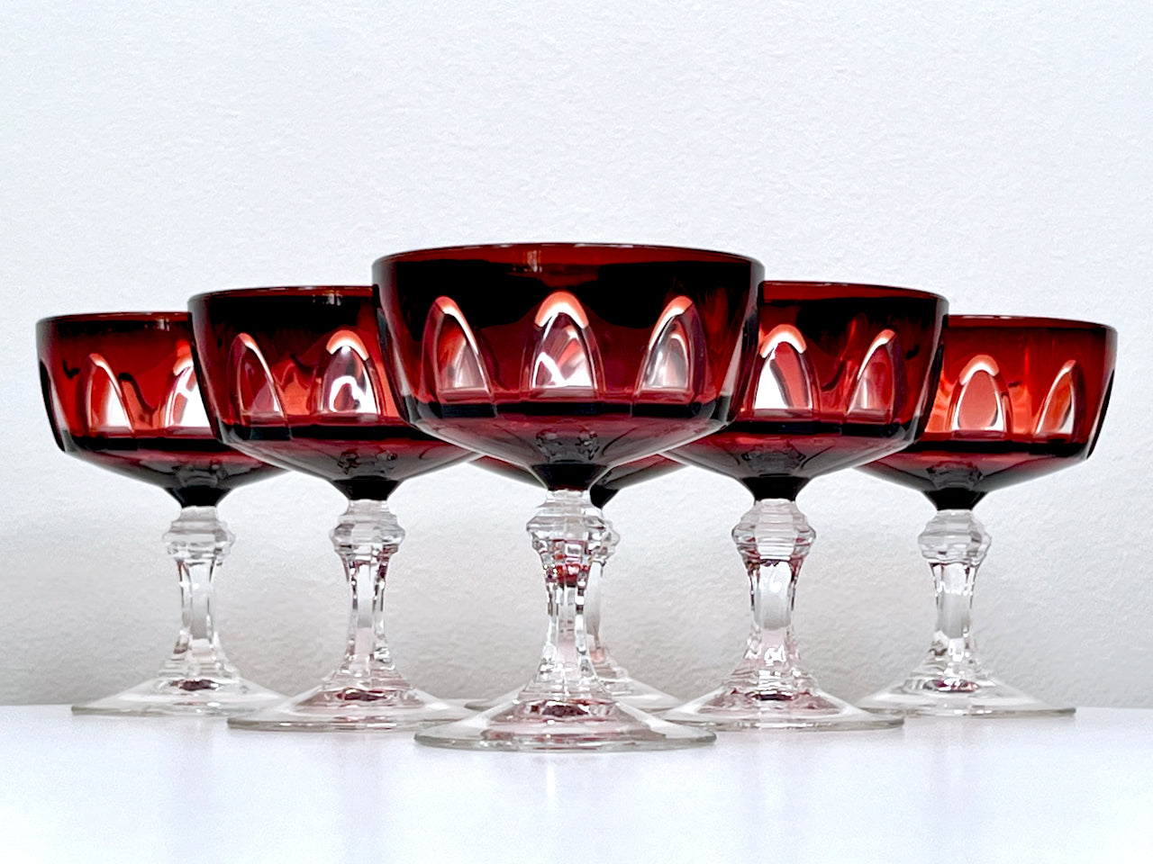 Cranberry Colored Pedestal Glasses by French Luminarc hotsell