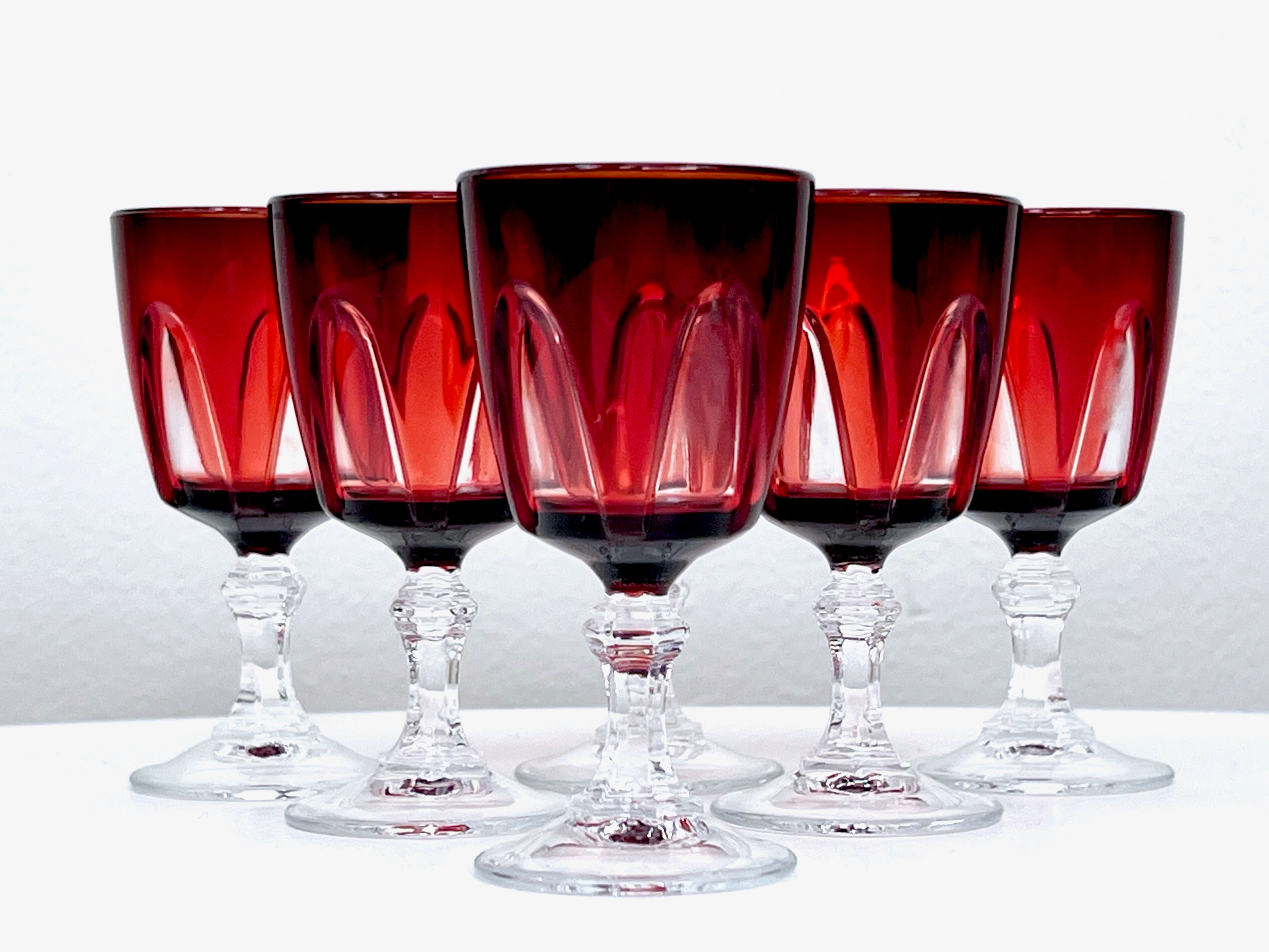 Set of 12 Coloured Drinking Glasses 6 Luminarc Ruby Port 