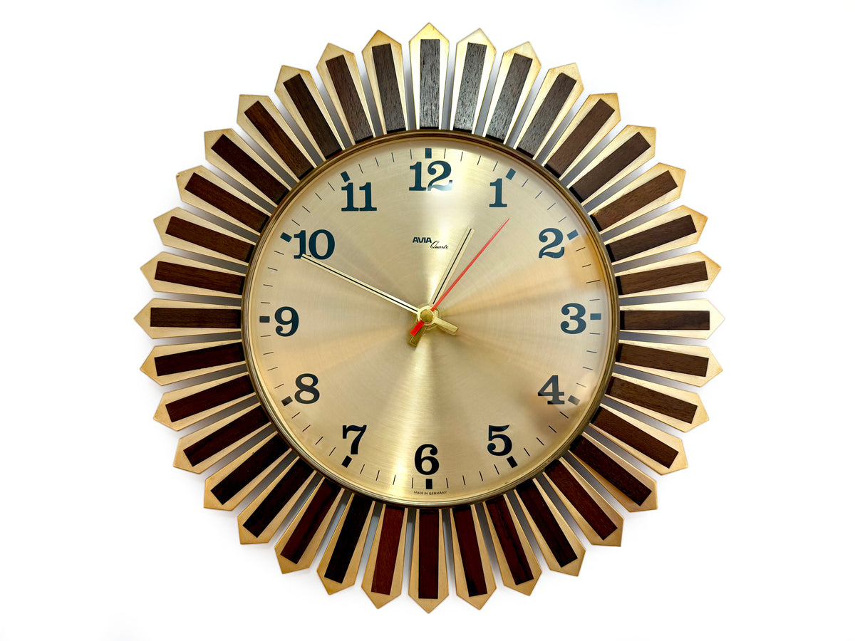 Reloj de pared AVIA (Suiza) Starburst de 28 cm | Circa 1960/70