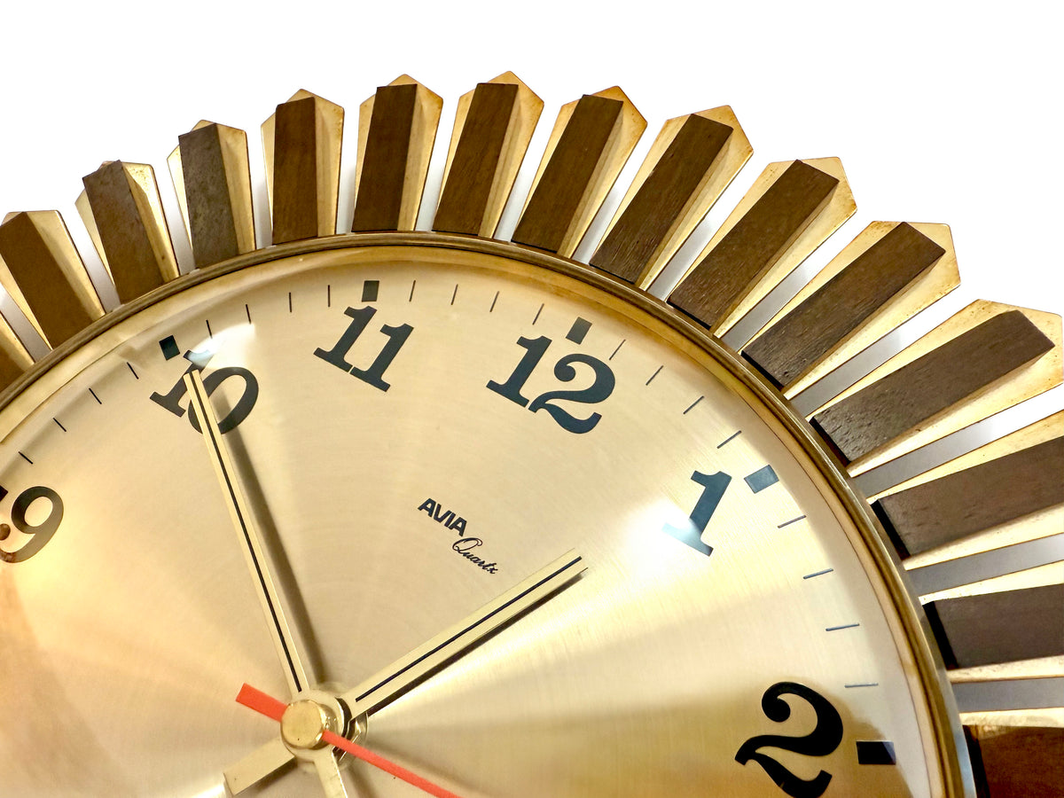 Reloj de pared AVIA (Suiza) Starburst de 28 cm | Circa 1960/70