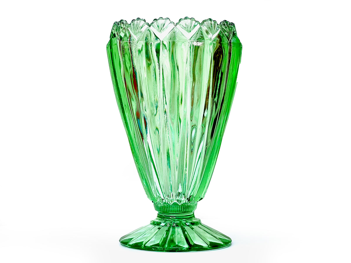 Jarrón de 20 cm de Crown Crystal Glass (Australia) Serie 82 - Concha en verde