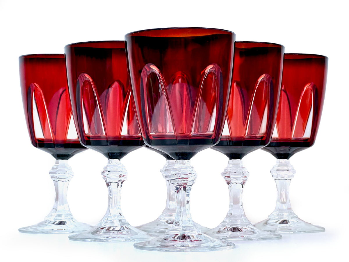Copas de agua/copas de vino tinto "góticas" Luminarc (Francia) [Juego de 6]