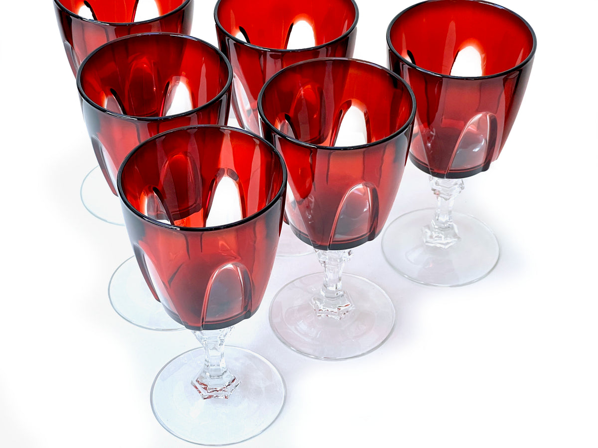 Copas de agua/copas de vino tinto "góticas" Luminarc (Francia) [Juego de 6]