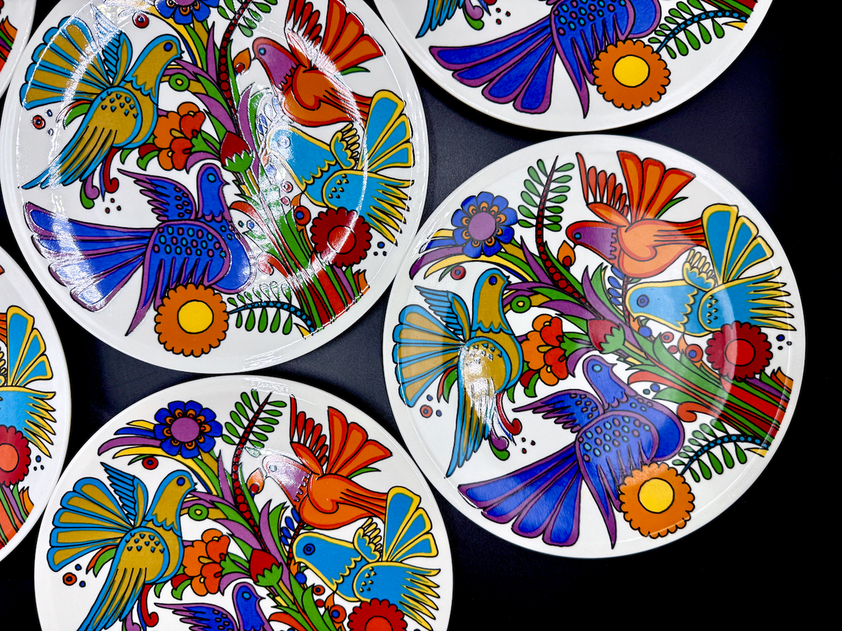 Villeroy &amp; Boch (Luxembourg) « Acapulco », modèle n° 242/1, assiette à salade de 20 cm (8 po) – Décor complet [Vendue séparément] *Pièce rare*