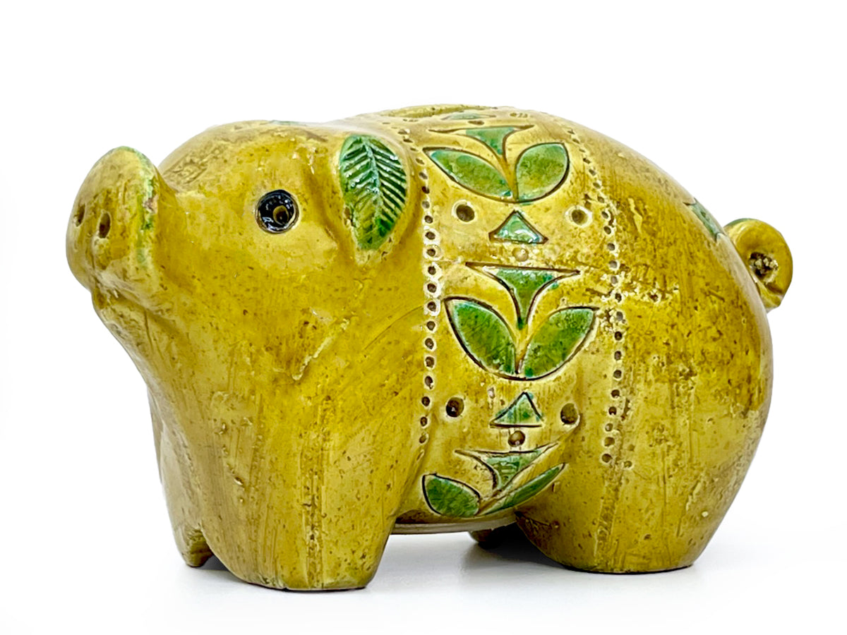 Bitossi (Italy) Pig Figurine / Money Box, in Mustard Yellow *RARE FIND*