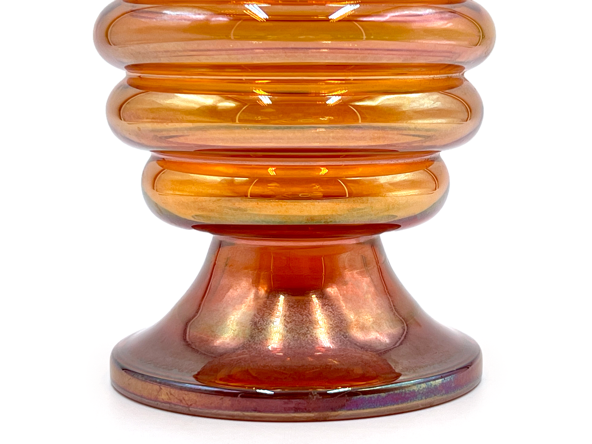 Jarrón "Melon Rib" de 24 cm de Crown Crystal Glass (Australia), color caléndula