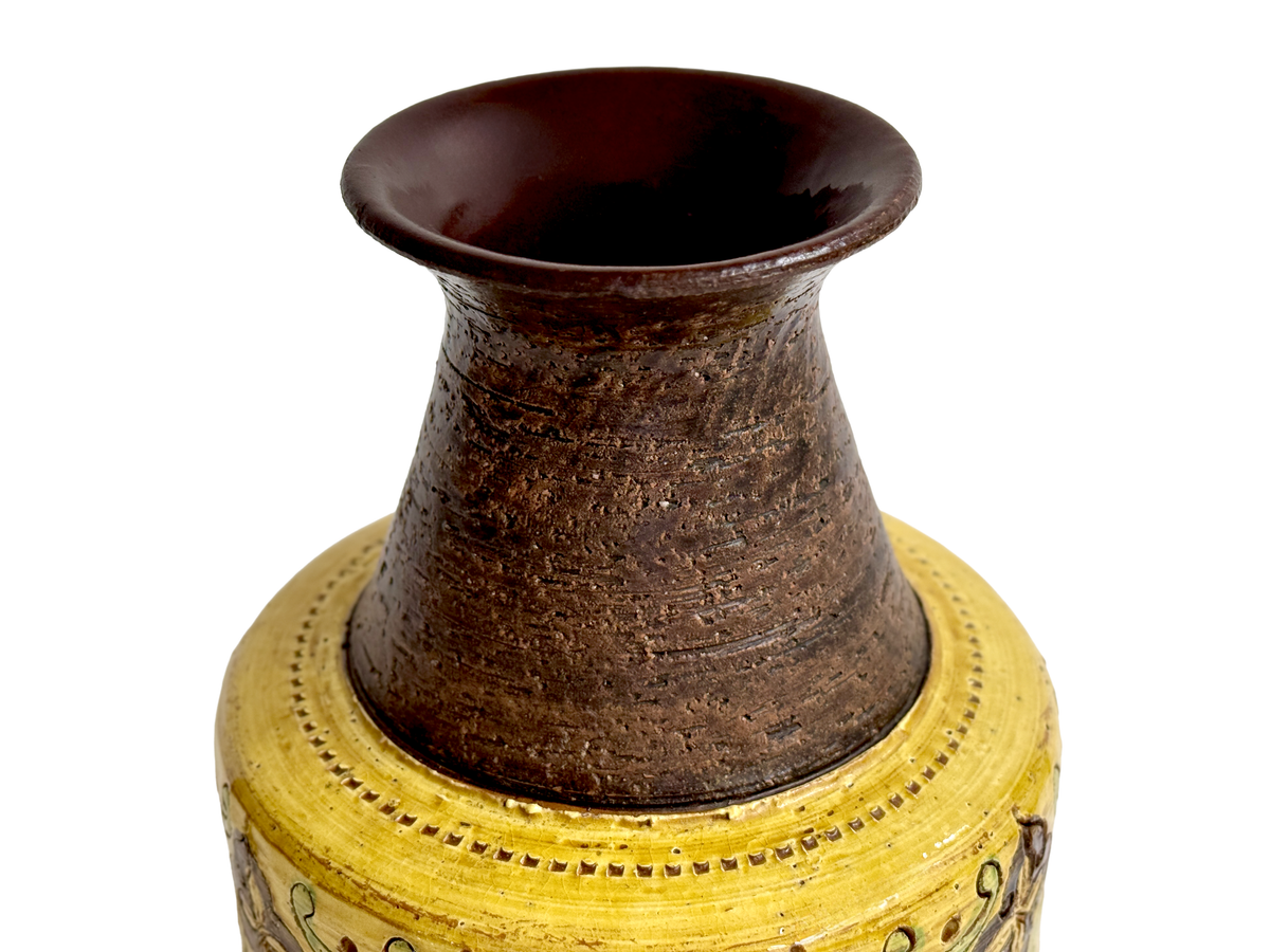 Bitossi (Italy) 'Carta Fiorentina' in Mustard/Brown, 8.5" Vase