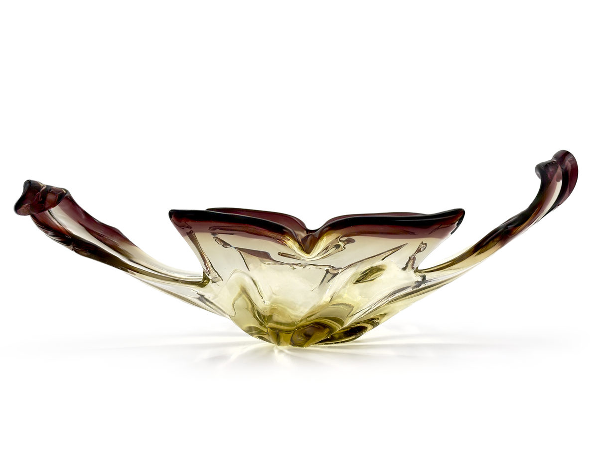 Formia Glass (Murano, Italy) Art Glass 18" Centrepiece, in Aubergine/Gold