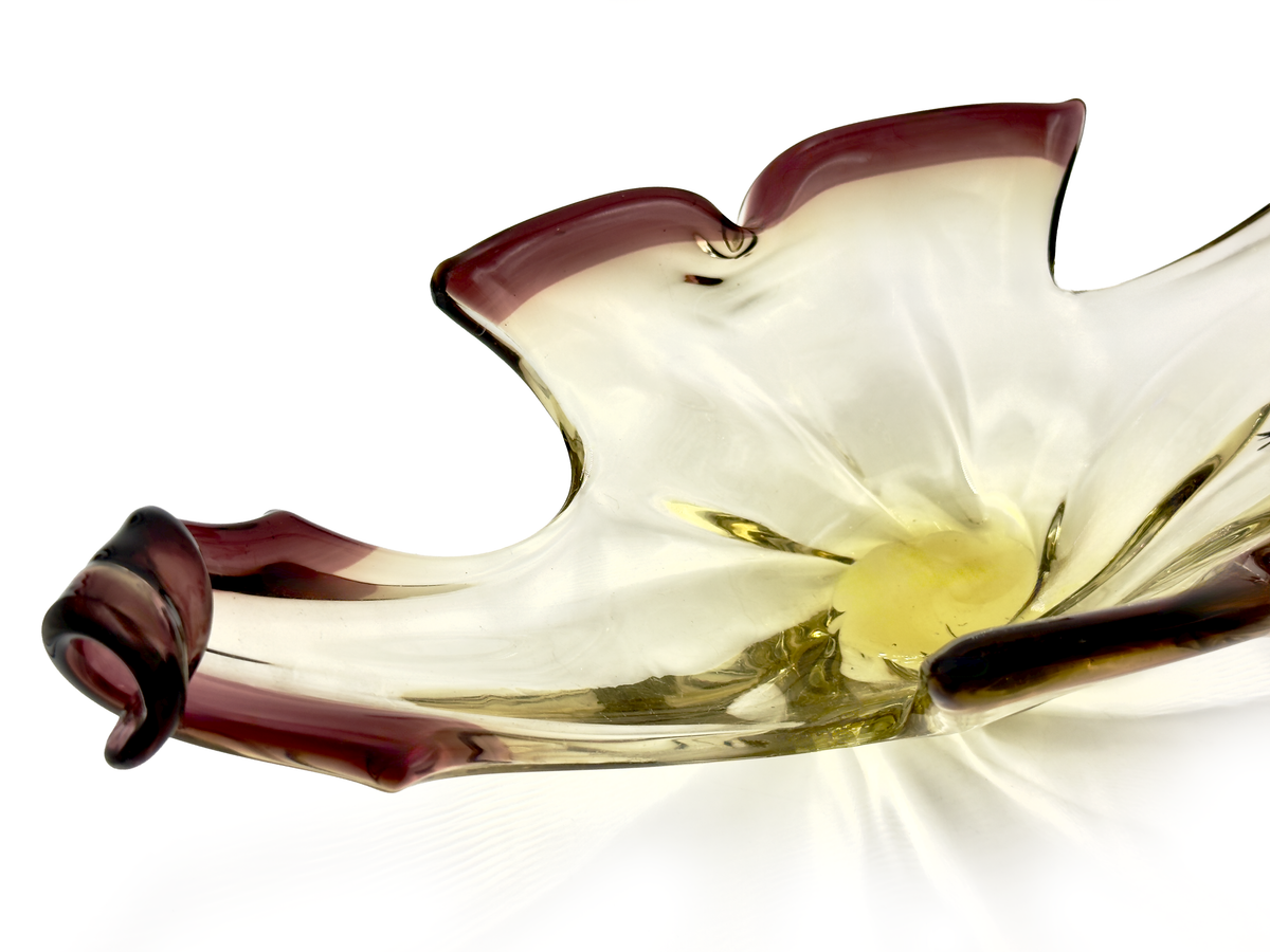 Formia Glass (Murano, Italy) Art Glass 18" Centrepiece, in Aubergine/Gold