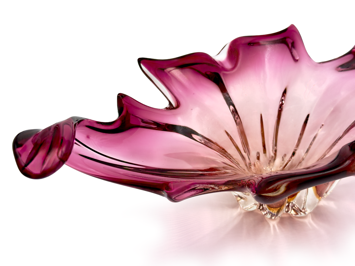 Formia Glass (Murano, Italy) Art Glass 19.5" Centrepiece, in Pink/Yellow