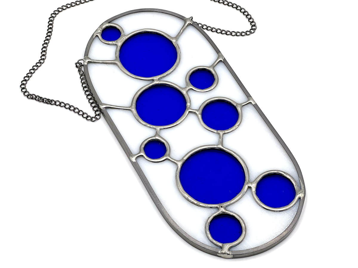 Abri de jardin en verre (États-Unis) « Polka » bleu, attrape-soleil 23 cm