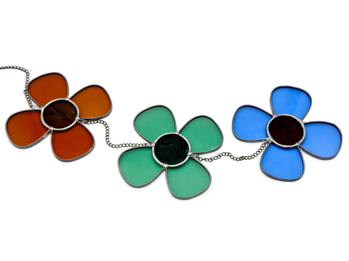 Abri de jardin en verre (États-Unis) « Daisy Chain » marron/menthe/azur, attrape-soleil de 44,5 cm