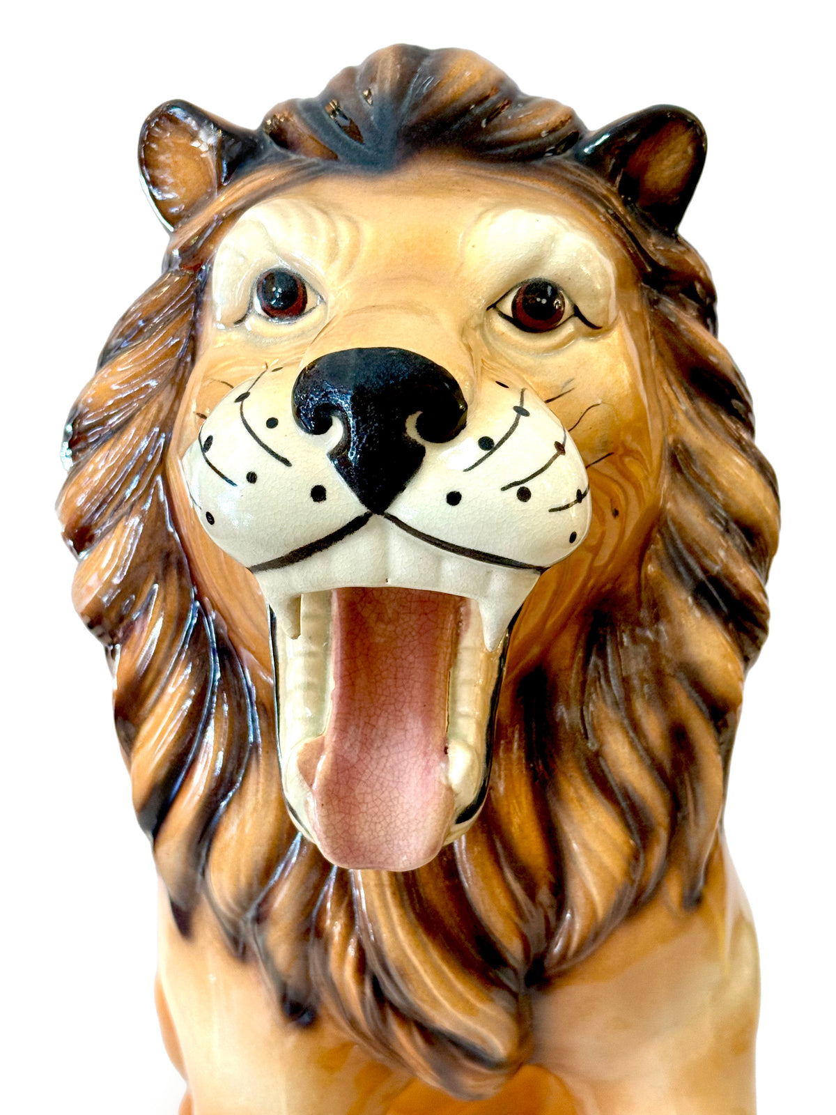 Estatua de león de cerámica italiana XL de 21,5" (¡HALLAZGO RARO!)