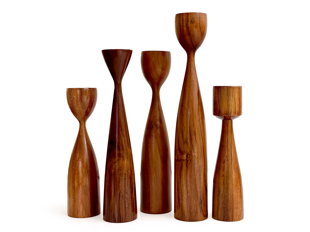 Candelabros de nogal [Juego de 5] | Fabricados en Dinamarca