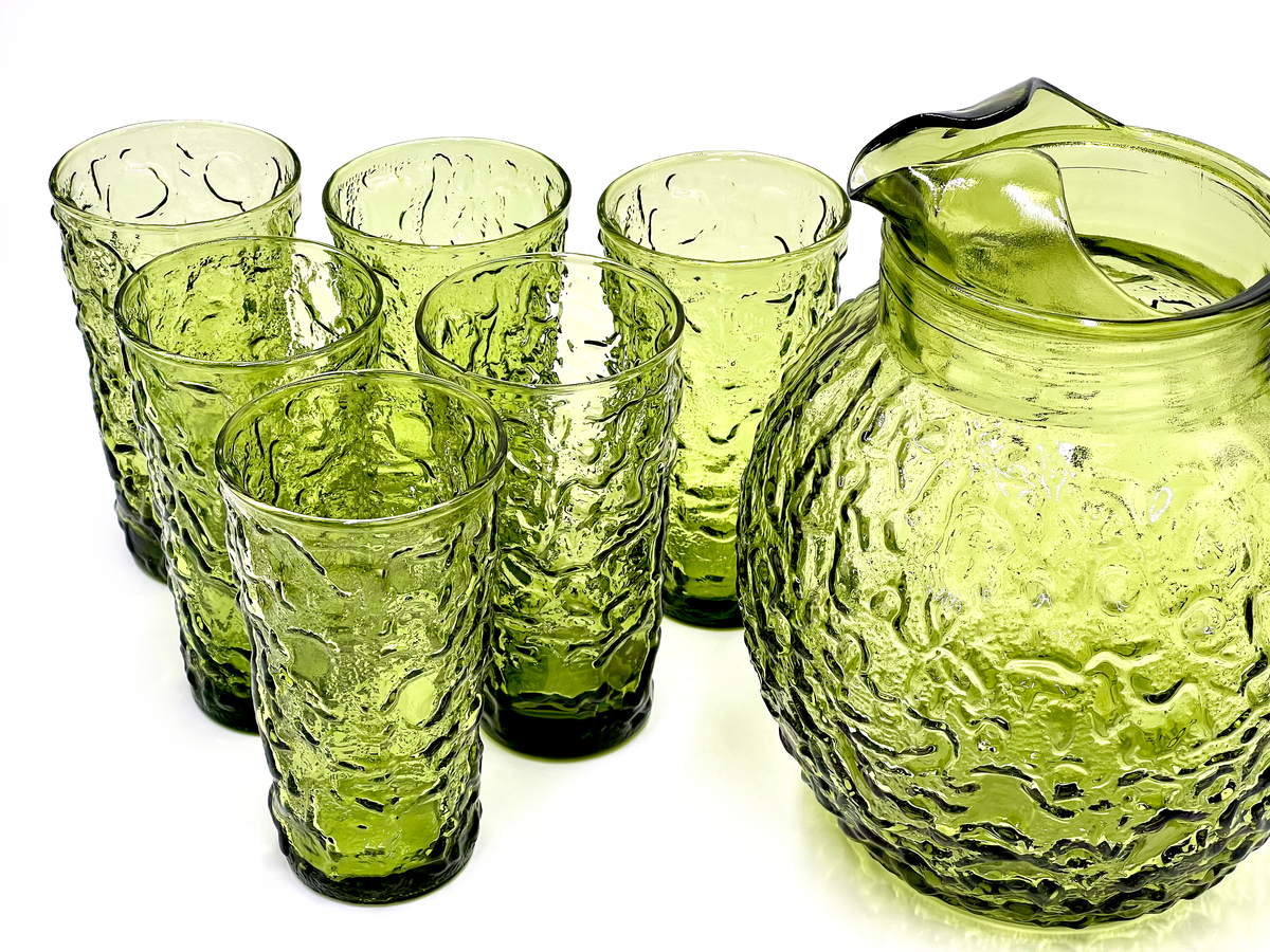 Anchor Hocking (USA) 'Milano' vert avocat, pichet et verres (x6)