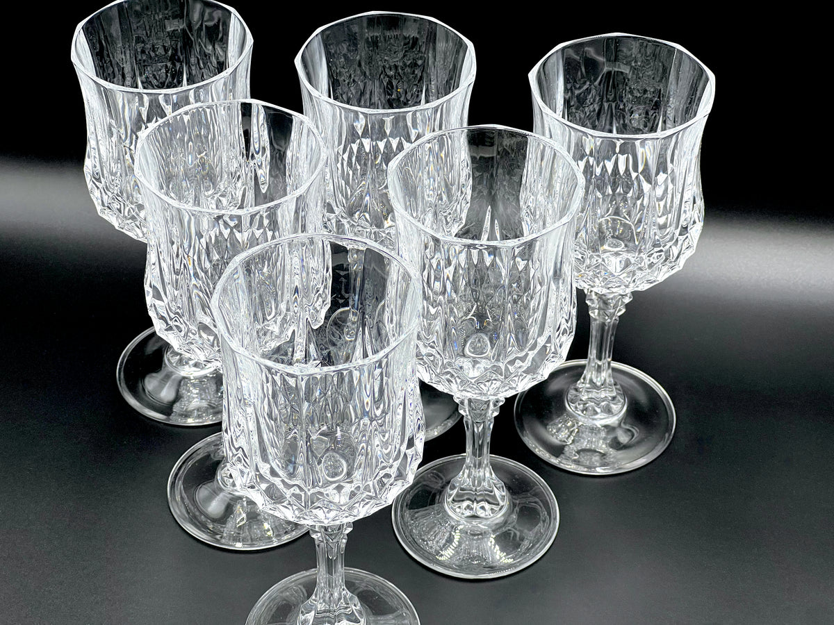 Cristal D'Arques-Durand (France) 'Longchamp' Crystal Red Wine Glasses / Water Goblets [Set x6] - That Retro Piece