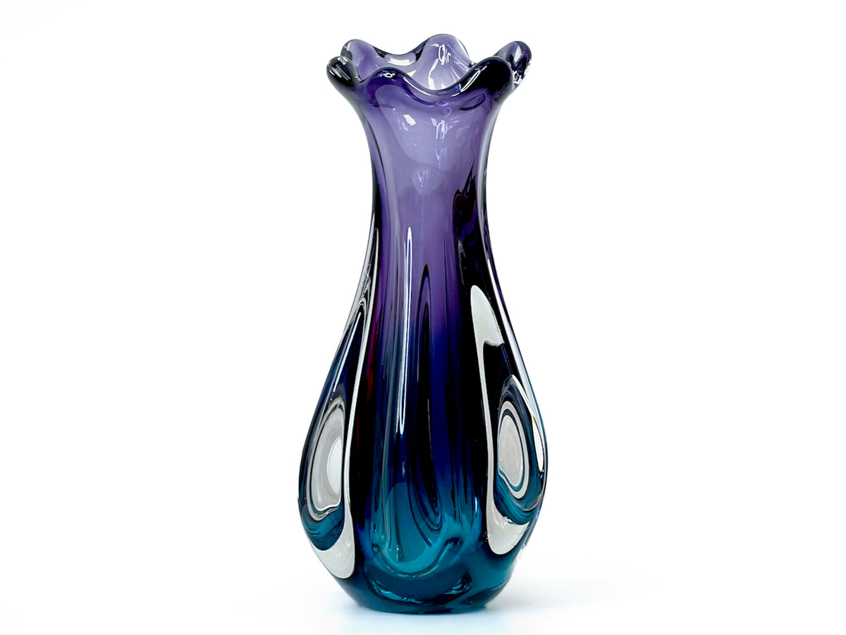 Sanyu Glass (Japon) Vase en verre d'art 12"
