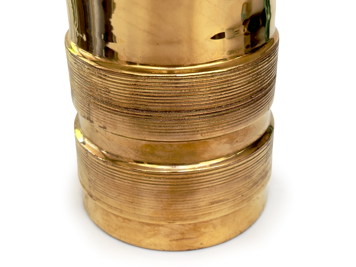 Bitossi (Italy) 'Pettinato' in Gold, 34" Table Lamp, with Hand-Made Lampshade *RARE FIND*