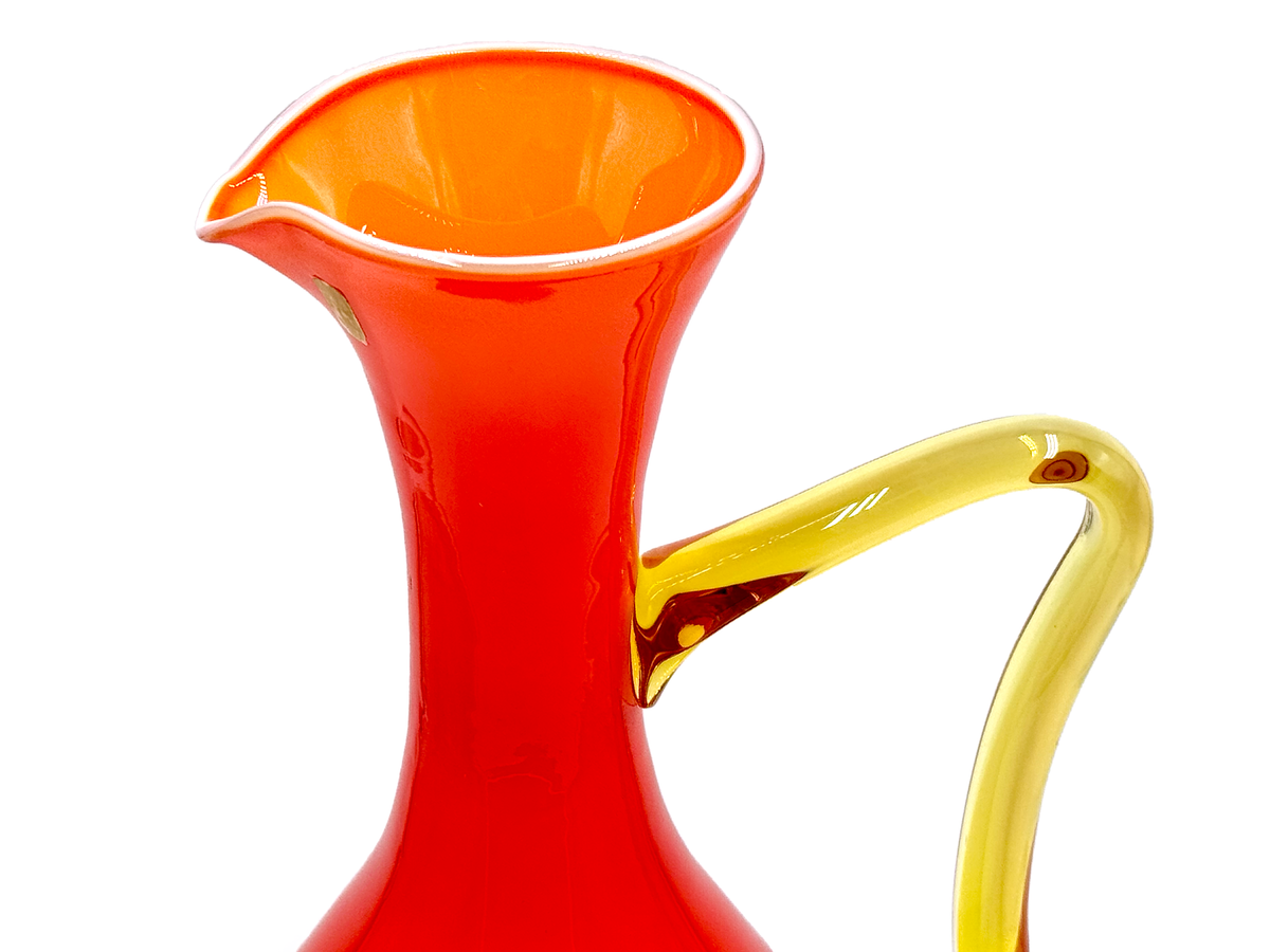 Jarra de vidrio de 34 cm con revestimiento, color naranja oscuro | Fabricada en Empoli, Italia