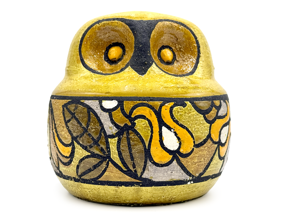 Bitossi (Italy) 'Art Nouveau' in Yellow, 6" Owl *RARE FIND*